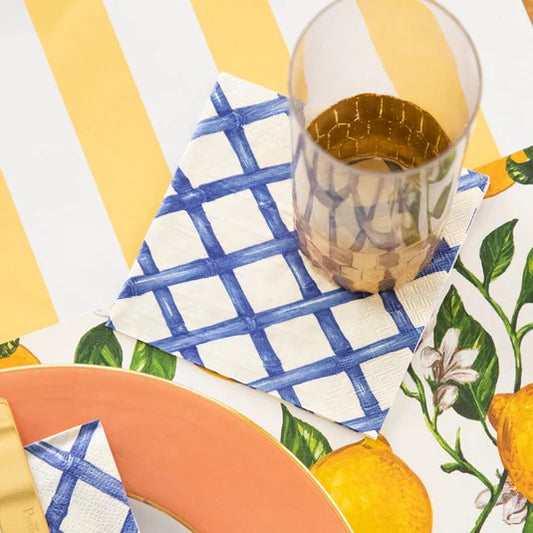 Hester&Cook Cocktail Napkins Blue Lattice