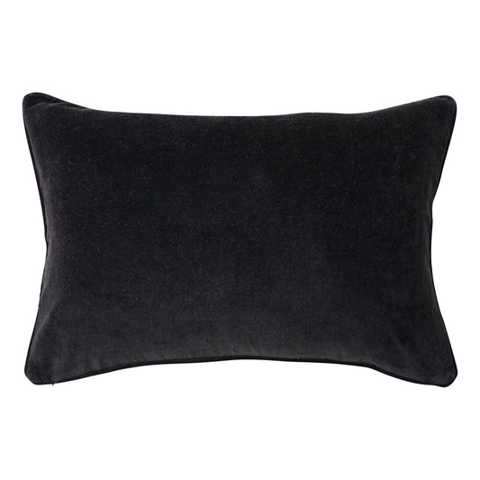 Cotton Velvet Printed Lumbar Pillow w/ Leopard Print & Piping