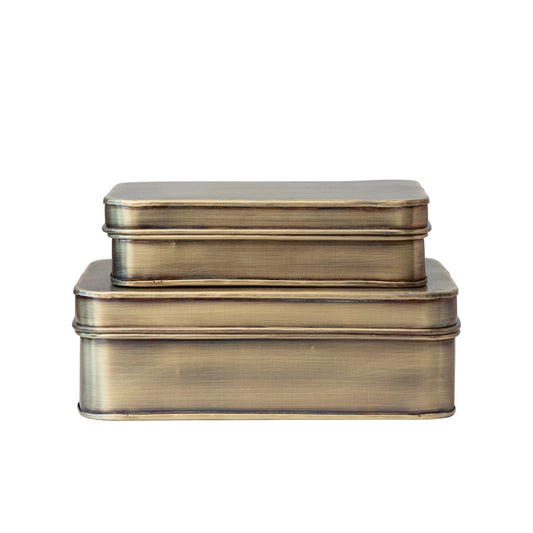 Brass Finish Metal Box Set