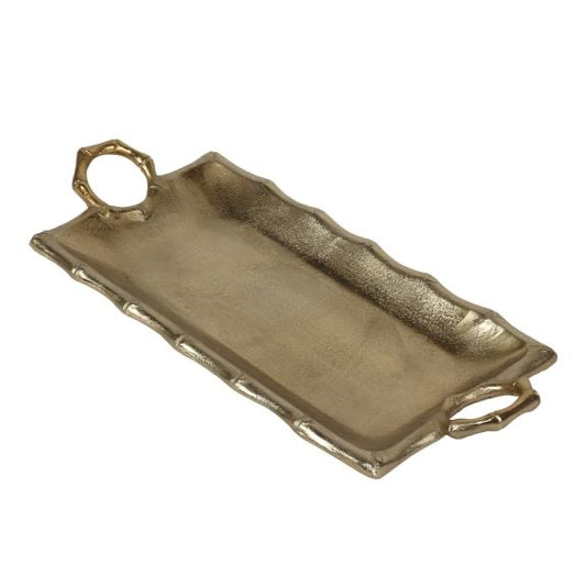 Gold Tray w/ Bamboo Style Handles (2 Sizes)