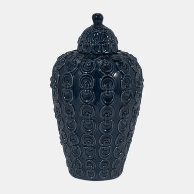 12"Navy Chain Texture Jar
