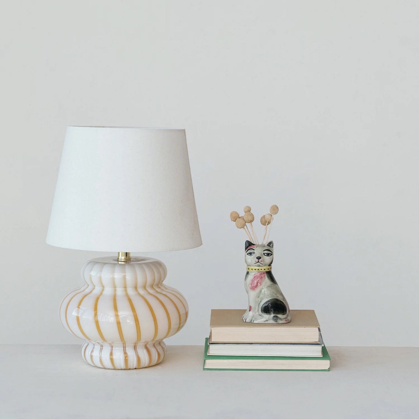 Hand-Painted Stoneware Vintage Reproduction Cat Vase (Each One Will Vary)