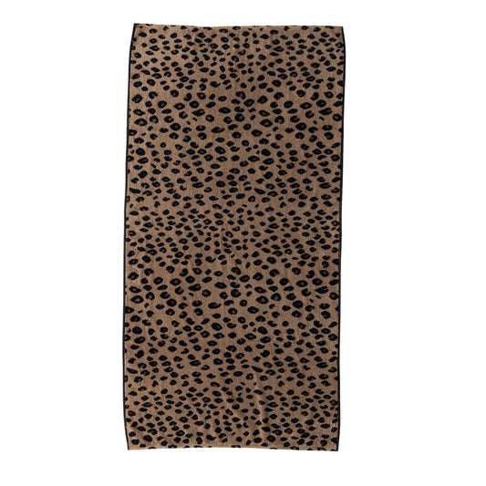 Leopard Print Woven Cotton Terry Bath Towel
