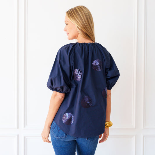 Cami Sequin Top Navy