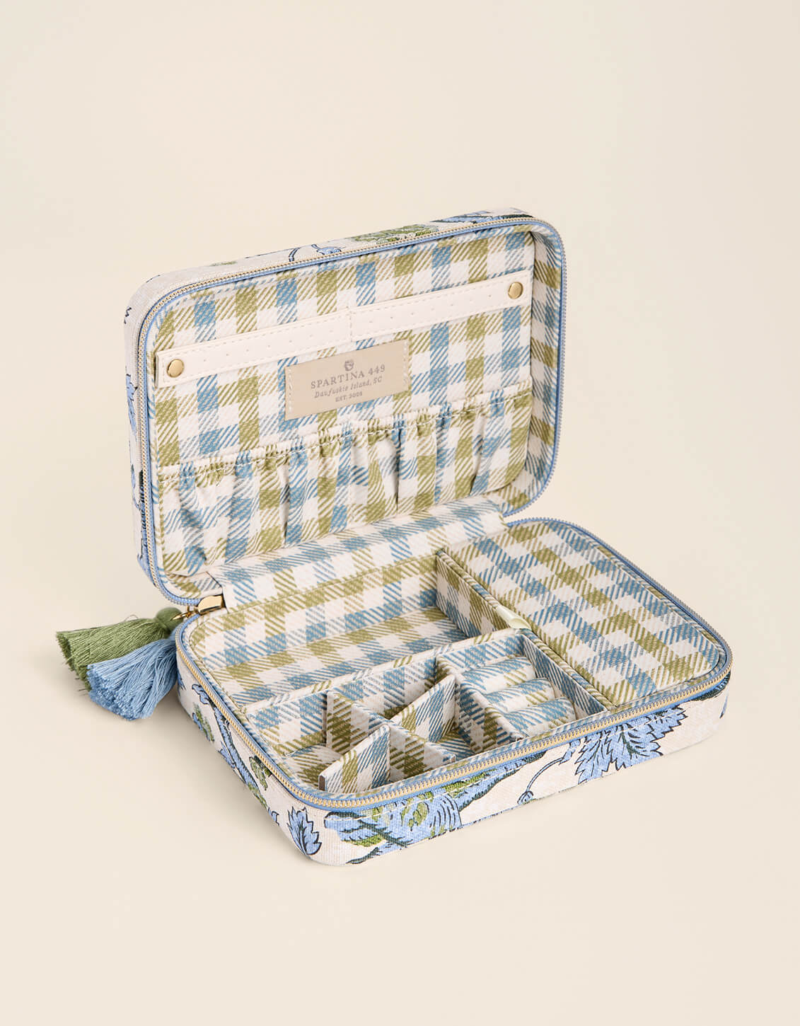 XL Jewelry Travel Case Japonica Bird Green