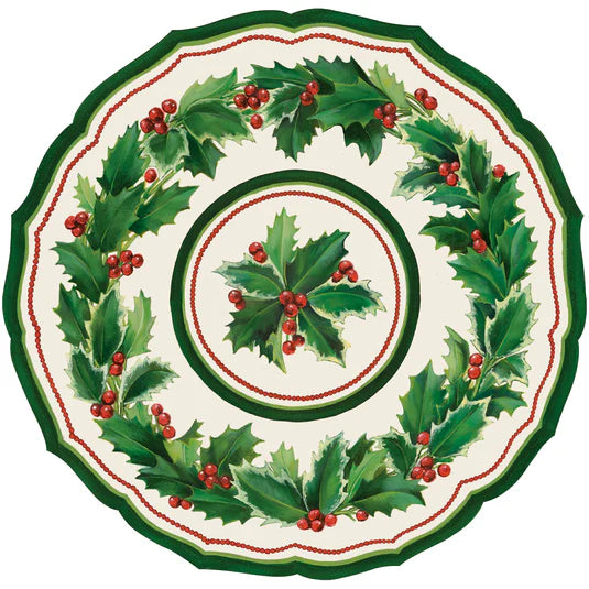 Die-cut Holiday Holly China Placemats