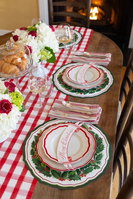 Die-cut Holiday Holly China Placemats