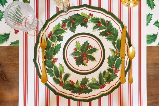 Die-cut Holiday Holly China Placemats