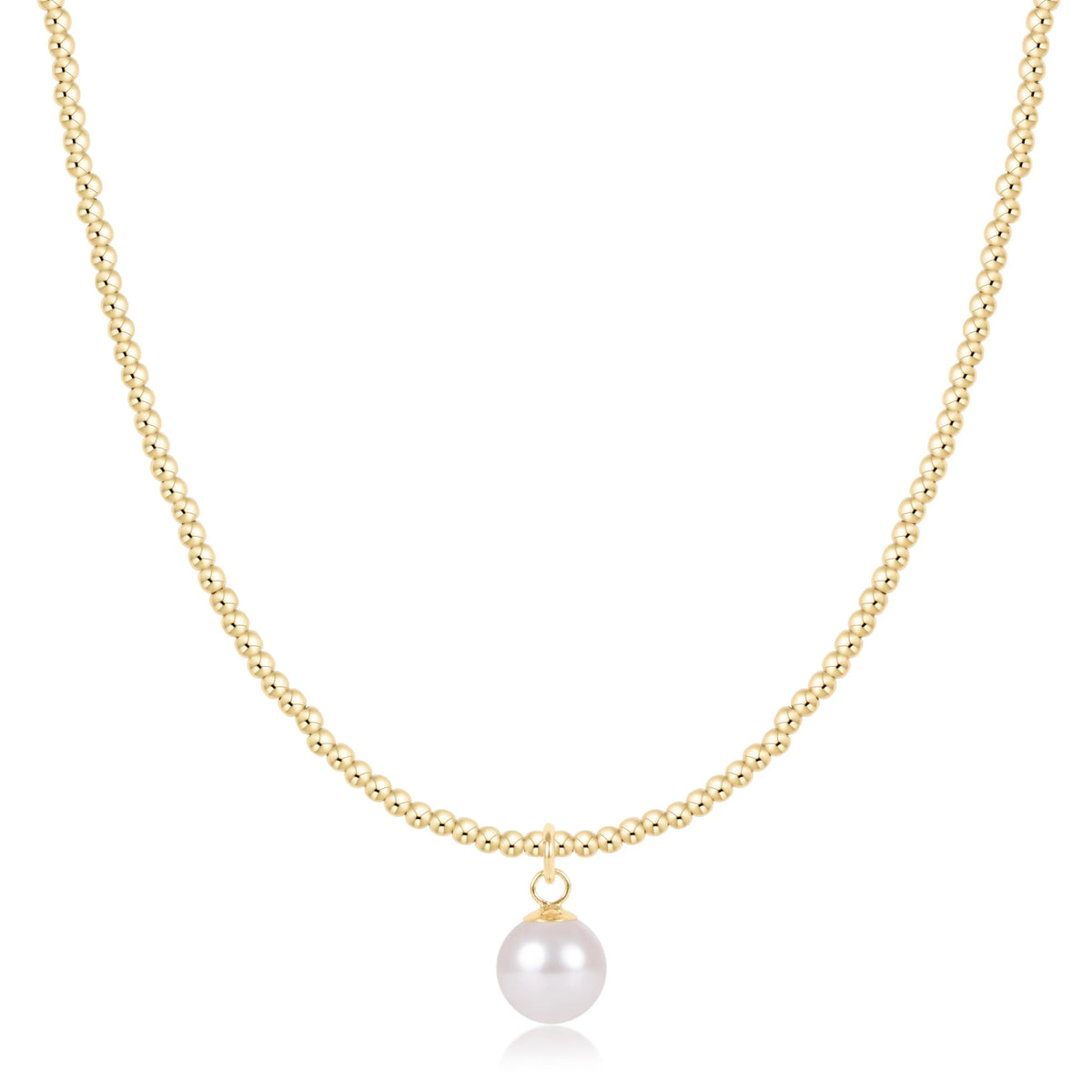 15" CHOKER BEADED - CLASSIC GOLD 2MM - CLASSIC PEARL 8MM CHARM