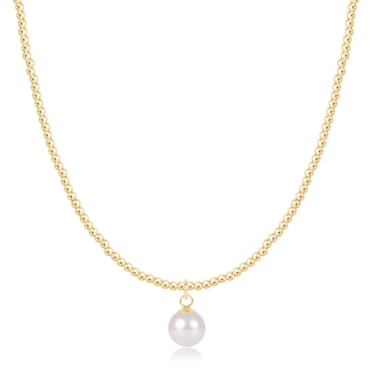 15" CHOKER BEADED - CLASSIC GOLD 2MM - CLASSIC PEARL 8MM CHARM