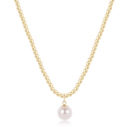 17" CHOKER BEADED - CLASSIC GOLD 3MM - CLASSIC PEARL 10MM CHARM