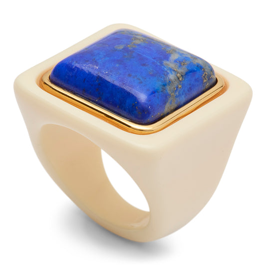 Ivory Resin Lapis Lazuli Ring