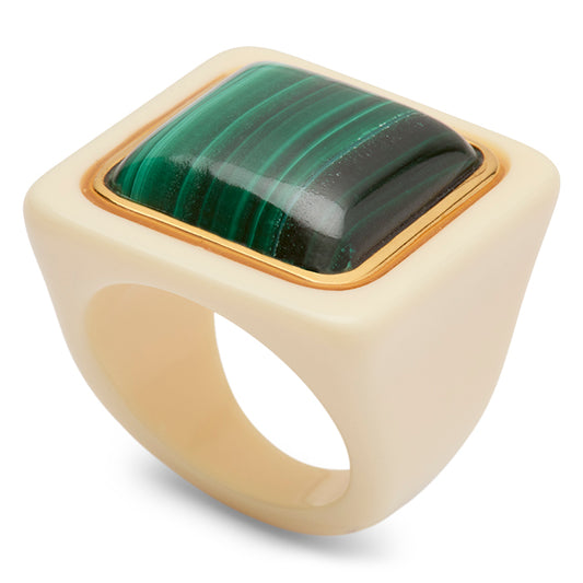 Ivory Resin Malakite Ring