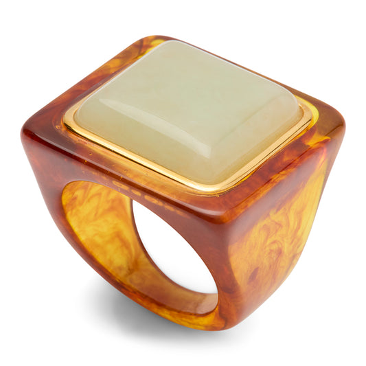 Tortoise Shell Resin Aquamarine Quartz Ring