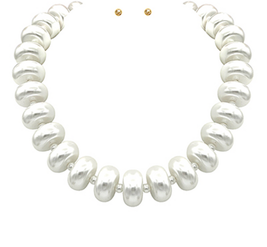 Rounded Pearl Chunky Beaded Necklace Set