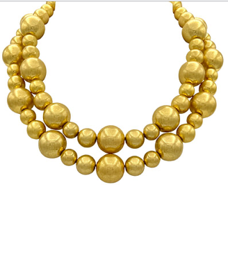 Vintage Gold Double Ball Necklace