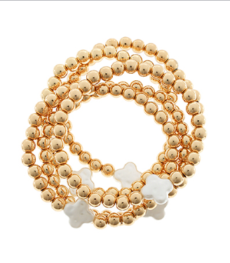 Pearl Clover Gold Bracelet Set