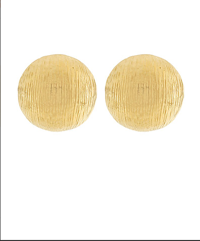 Large Gold Round Dome Shape Textured Earrings
