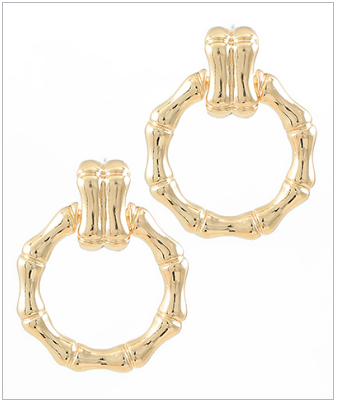 Bamboo Textured Door Knocker Earrings