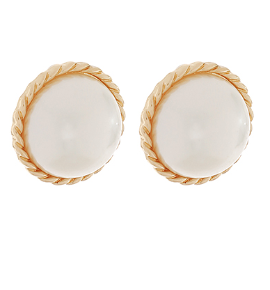 Braided Gold Pearl Dome Clip on Earrings