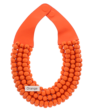 Orange Wooded Bead Magnetic Necklace