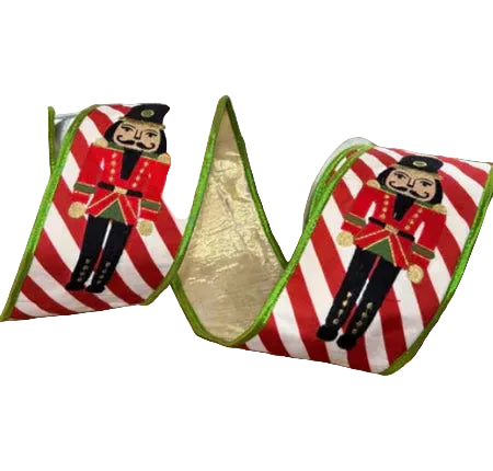 JME Nutcracker Print Metallic Dupion Back Ribbon