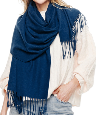 Cashmere Blend Wrap in Navy