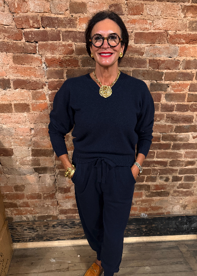 Cashmere Vee Shirt Navy