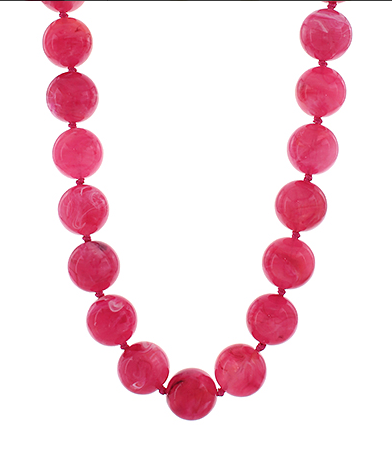 Fuchsia Marble Ball Necklace