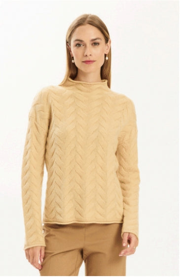 Gracie Cashmere Basketweave Sweater in Iced Coffee