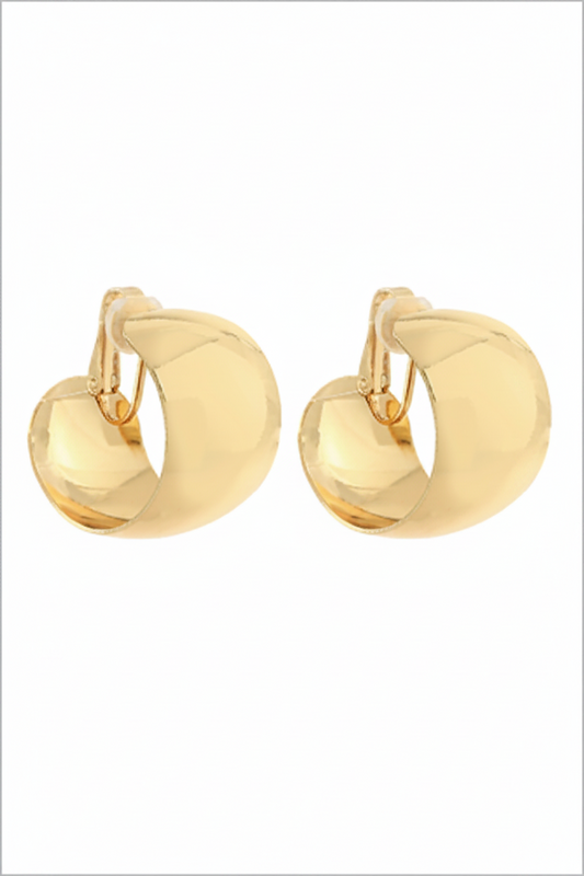 Wide Metal Clip On Hoops (Silver and Gold)