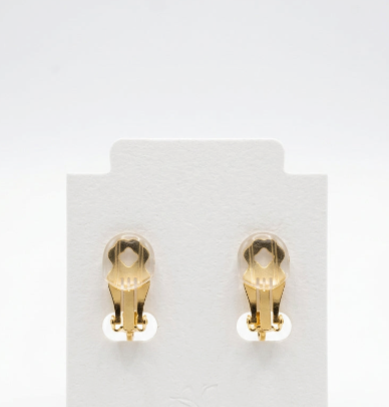 Gold Braided Green Clip On Earrings
