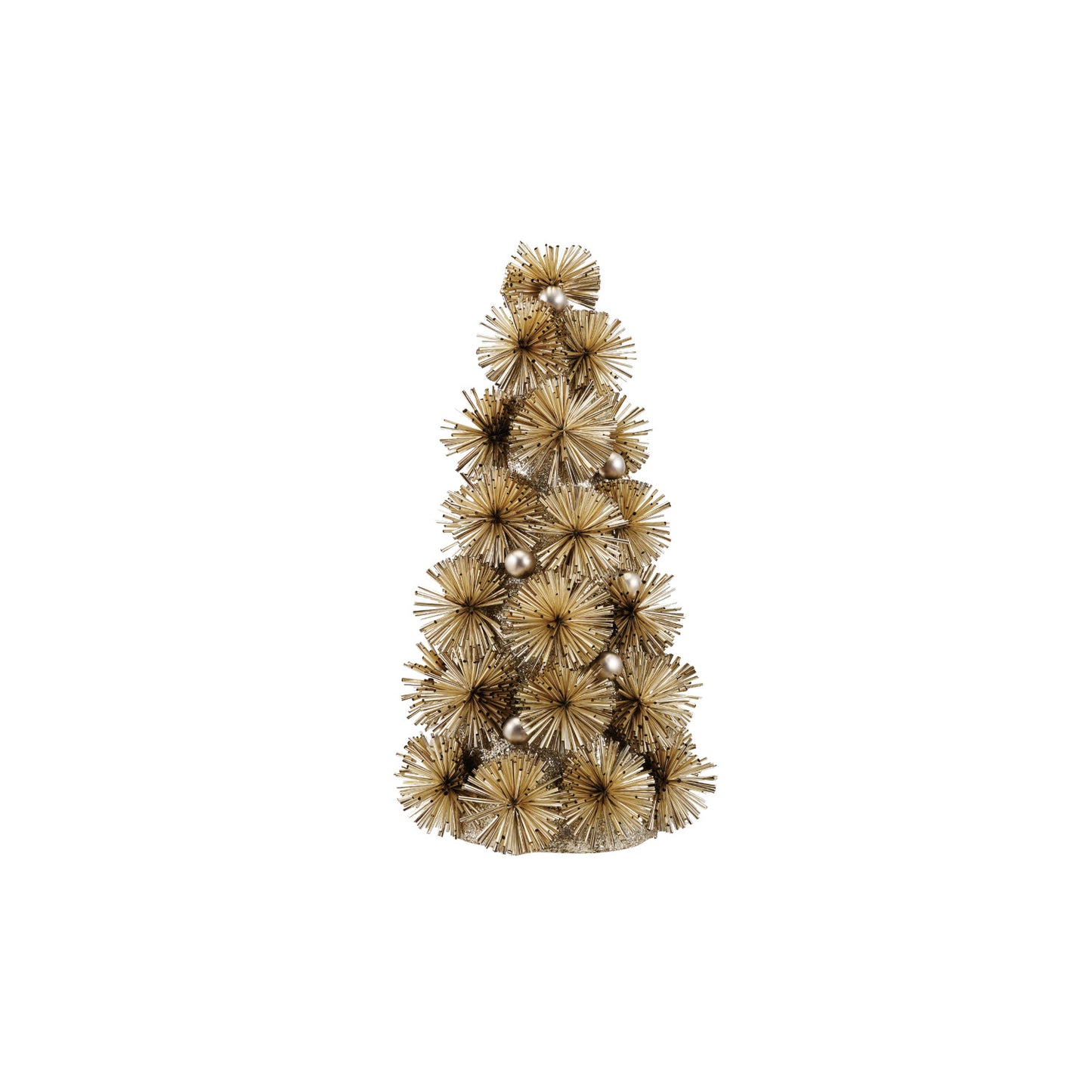 Plastic Tinsel Ball Tree with Glitter & Silver Color Beads, Antique Silver Finish