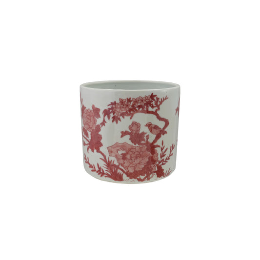 Stoneware Planter Red/White