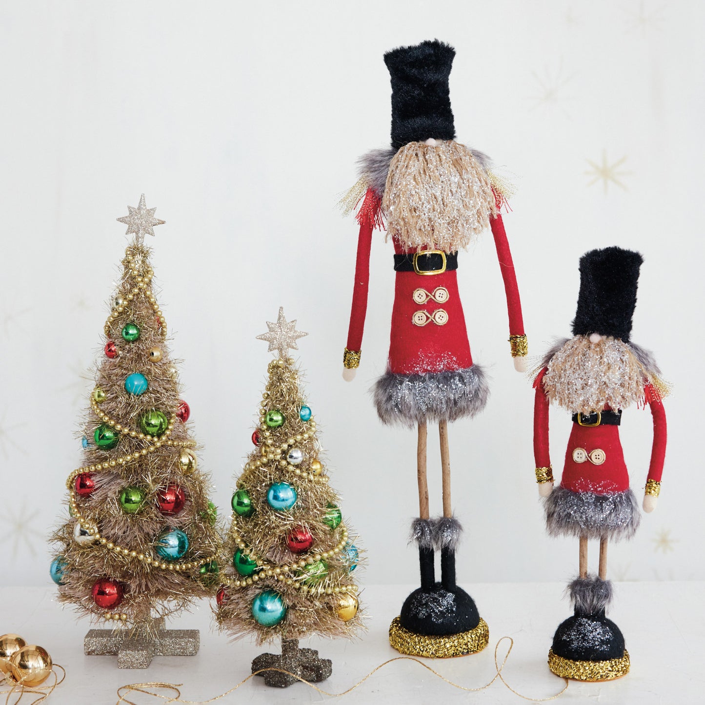 Fabric Soldier with Glitter, Faux Fur & Twig Legs