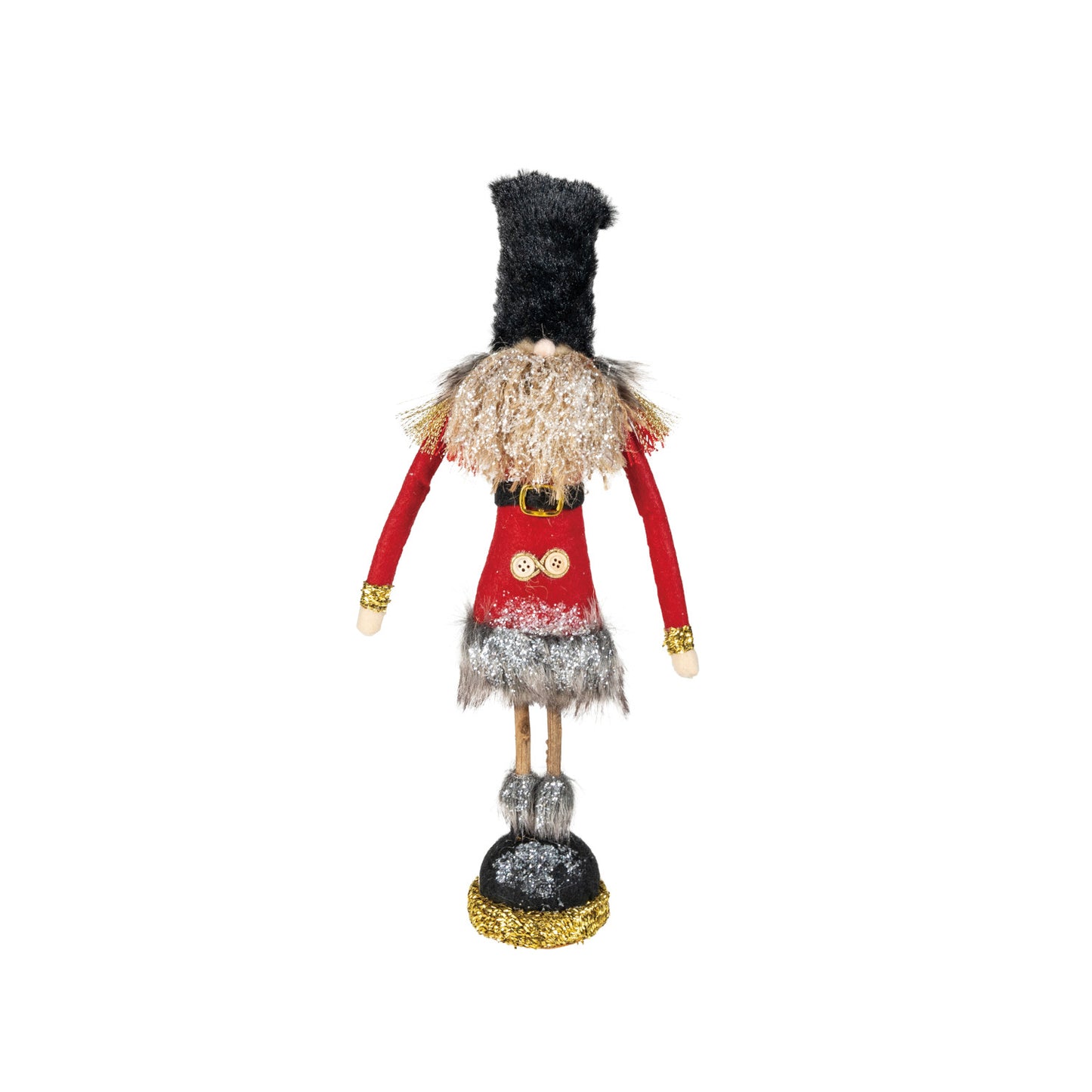 Fabric Soldier with Glitter, Faux Fur & Twig Legs