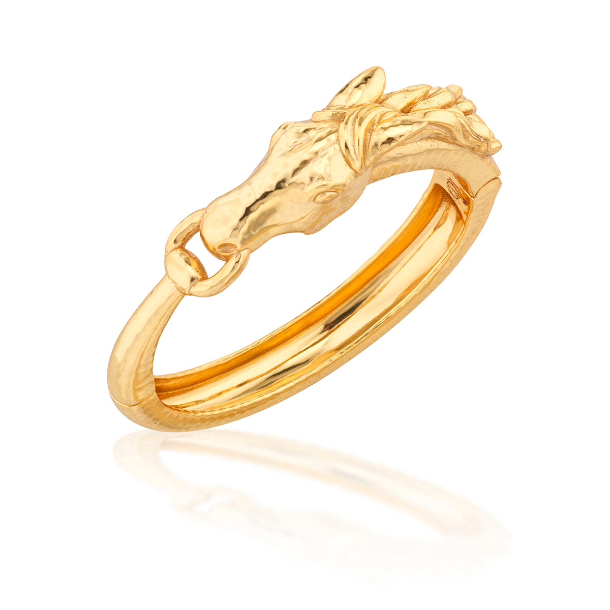 Equestrian Horsehead Hinged Gold Bangle