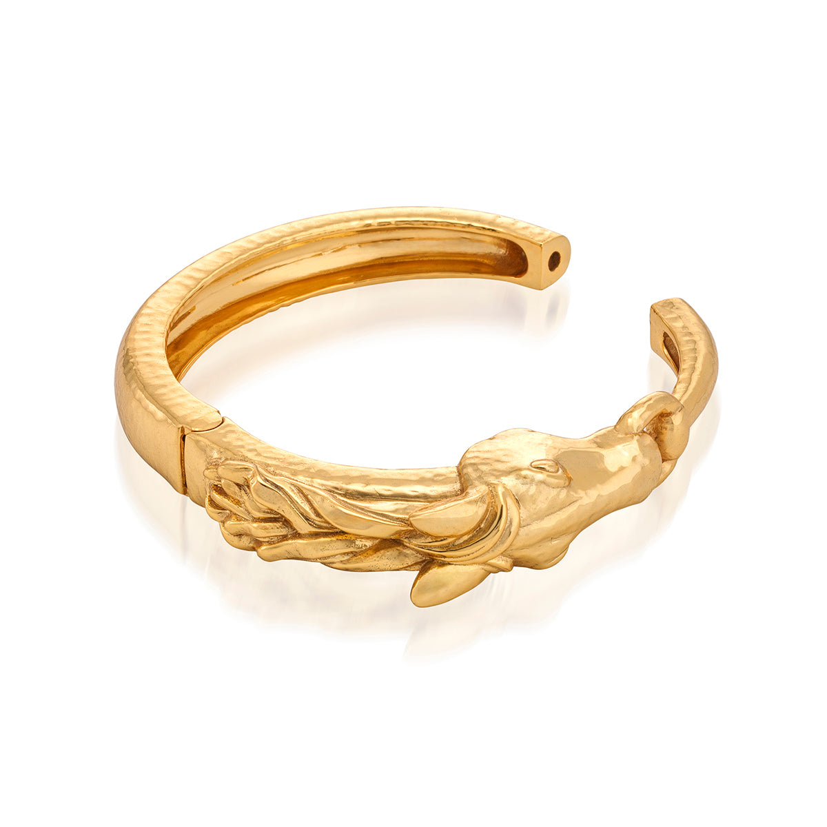 Equestrian Horsehead Hinged Gold Bangle