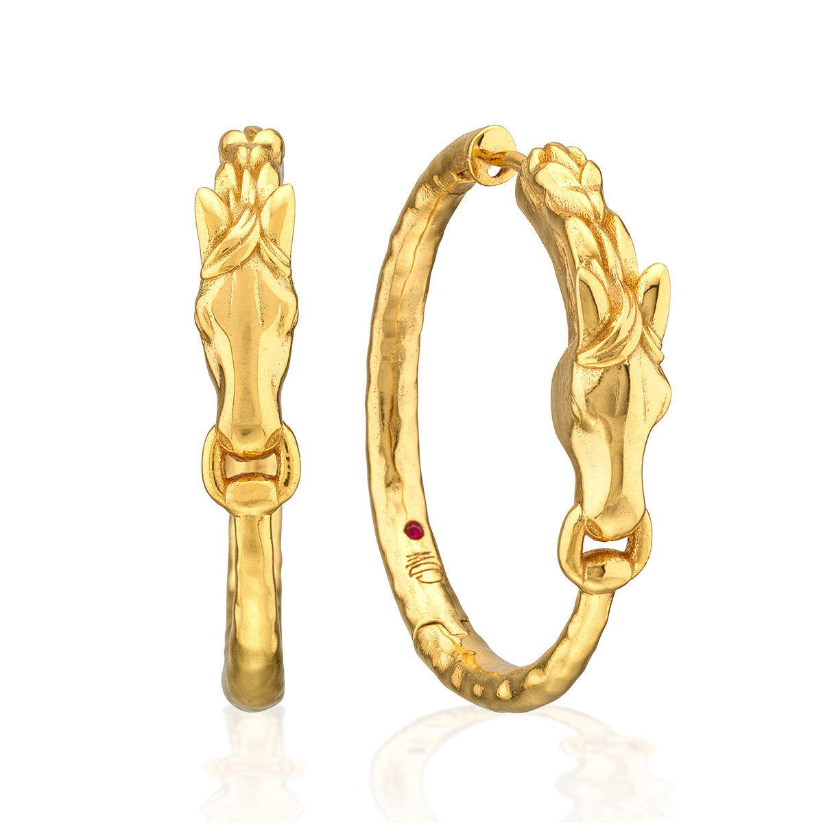 Equestrian Horsehead Gold Hoop Earrings