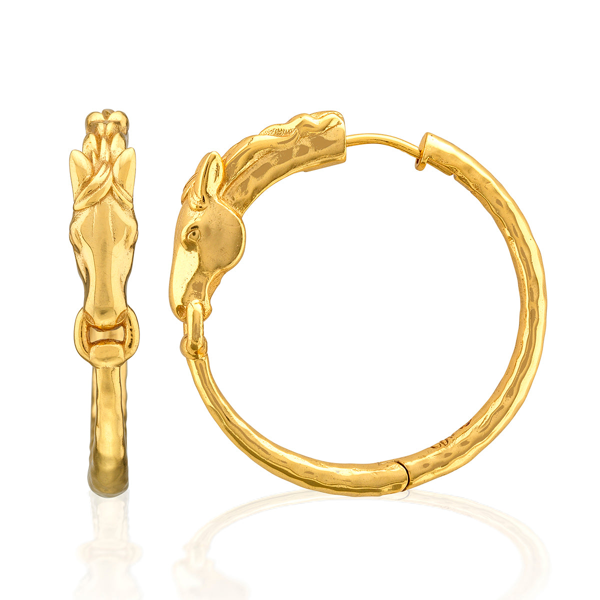 Equestrian Horsehead Gold Hoop Earrings