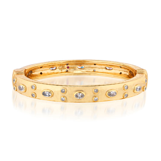 Maharani Hinged Bangle in Clear CZ