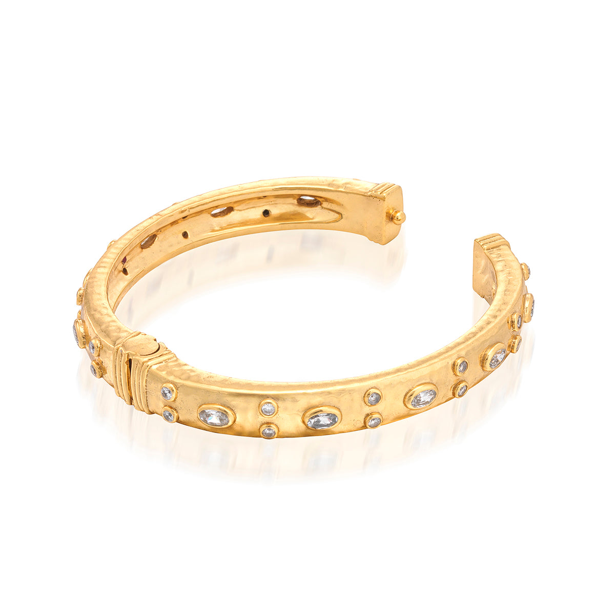 Maharani Hinged Bangle in Clear CZ