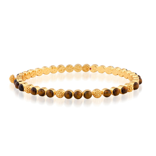 Berry Gem Petite Hinged Bangle in Tigers Eye