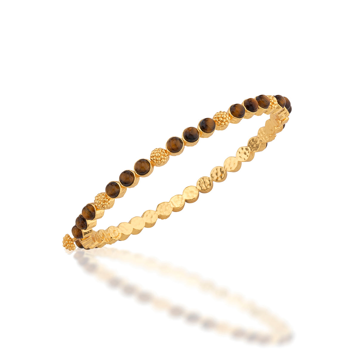 Berry Gem Petite Hinged Bangle in Tigers Eye