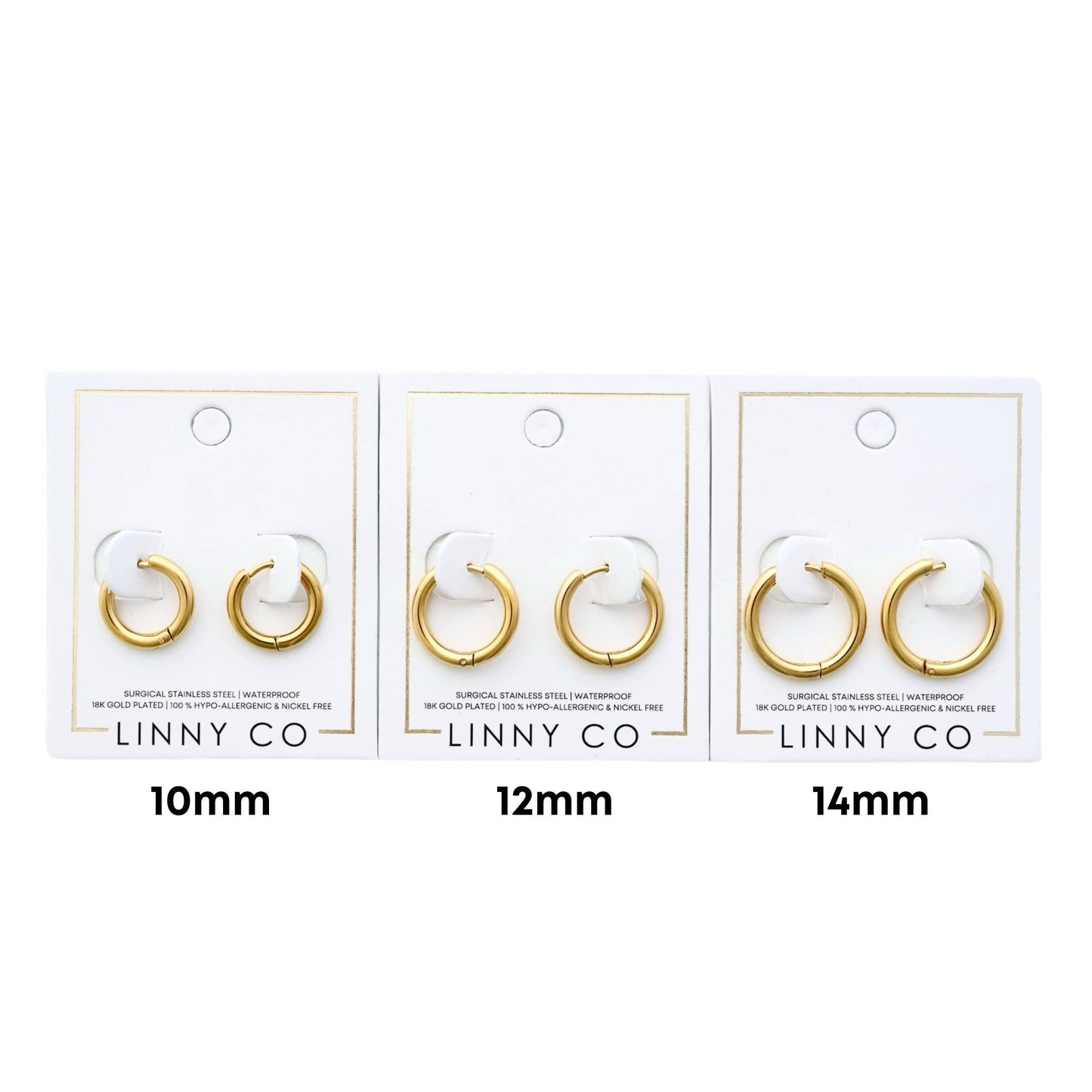 LINNY CO - Huggie Earrings - Scarlett Hoop Gold 14mm