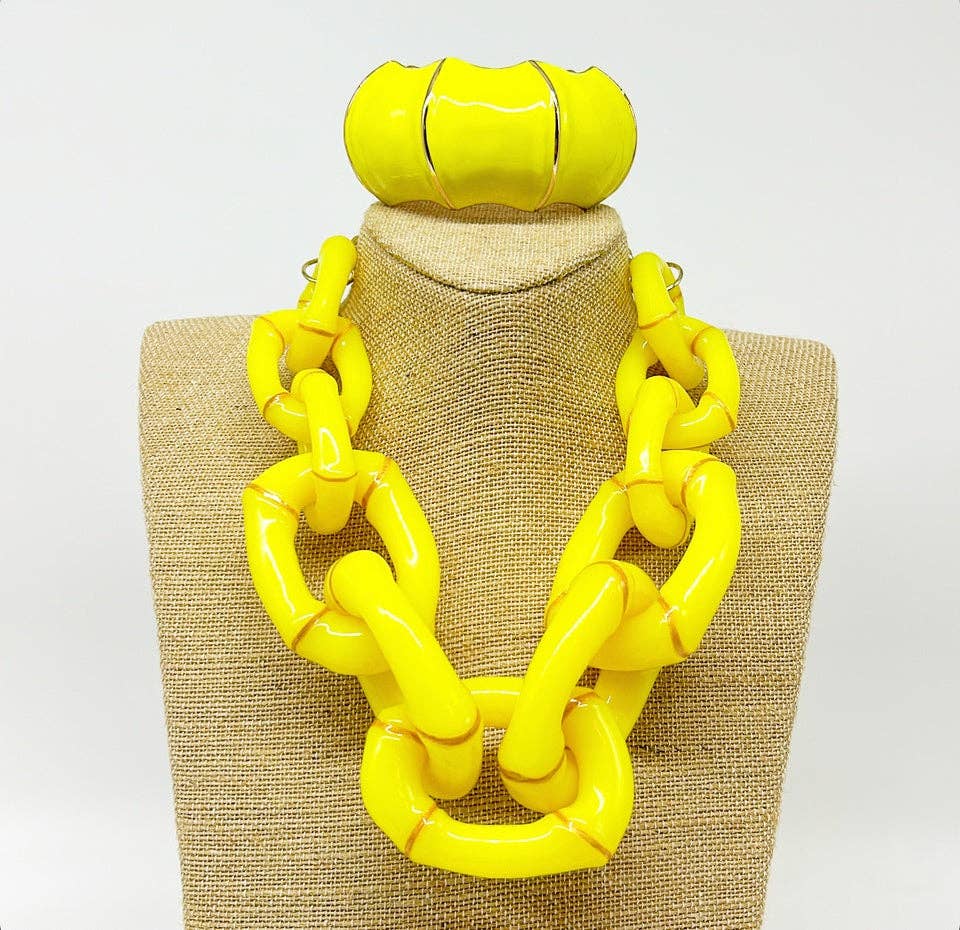 Parker Kennedy - Jewelry Collection - "The Michelle" - Bamboo Link Necklace - Yellow