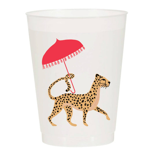 Sip Hip Hooray - Cheetah Umbrella Frosted Cups- Summer: Pack of 10