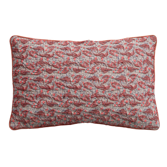 Woven Fabric Lumbar Pillow with Pattern & Piping