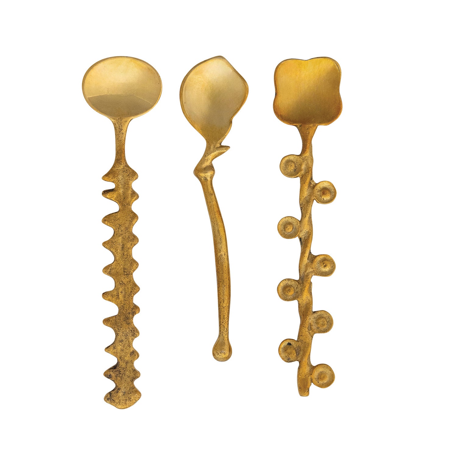 Brass Spoon with Shaped Handle, 3 Styles