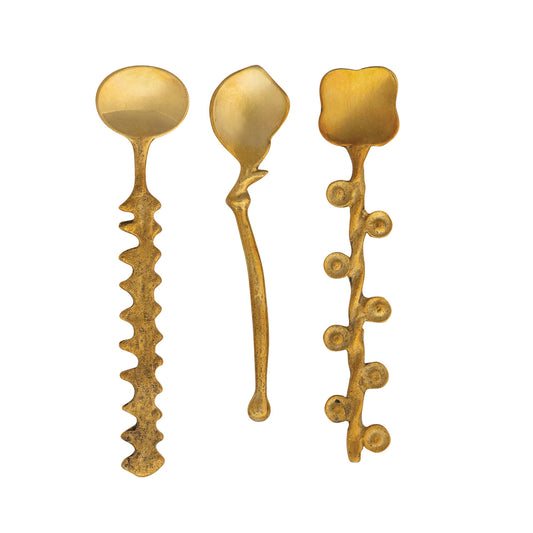 Brass Spoon with Shaped Handle, 3 Styles